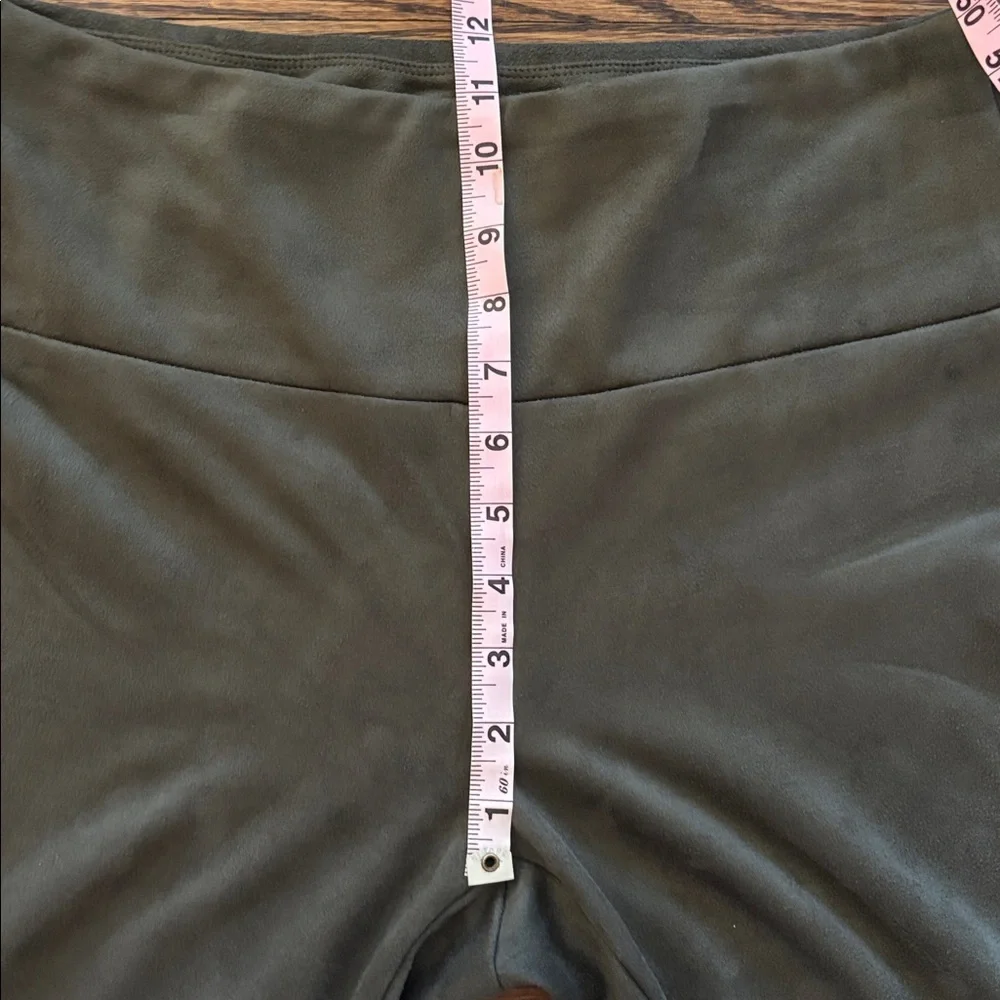 J. McLaughlin Faux Suede Dark Sage Green Leggings, Size Large